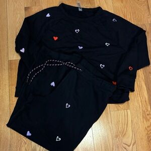 Lou & Grey Two Piece set - Black with Heart Accents